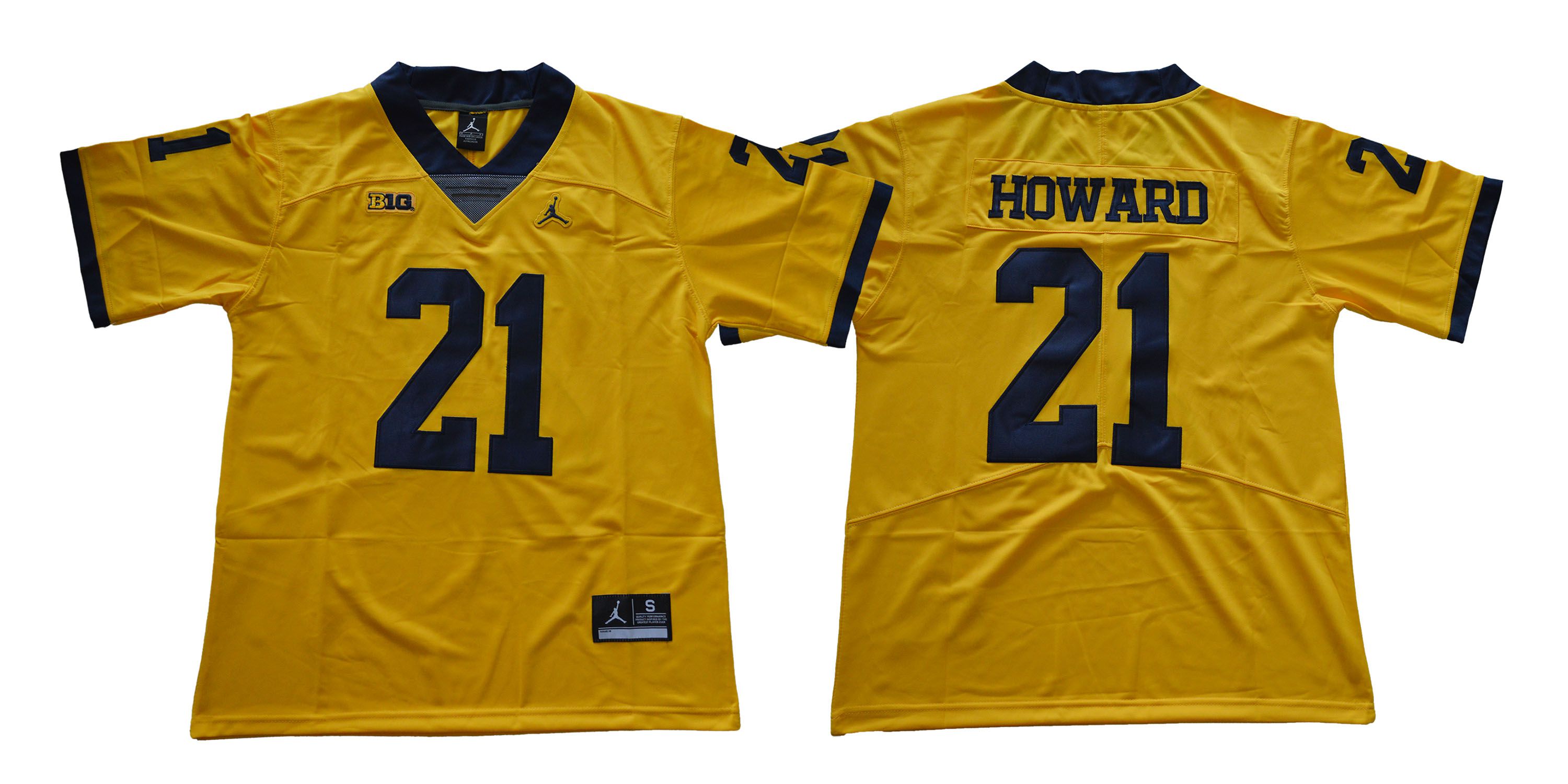 Men Michigan Wolverines #21 Howard Yellow NCAA Jerseys